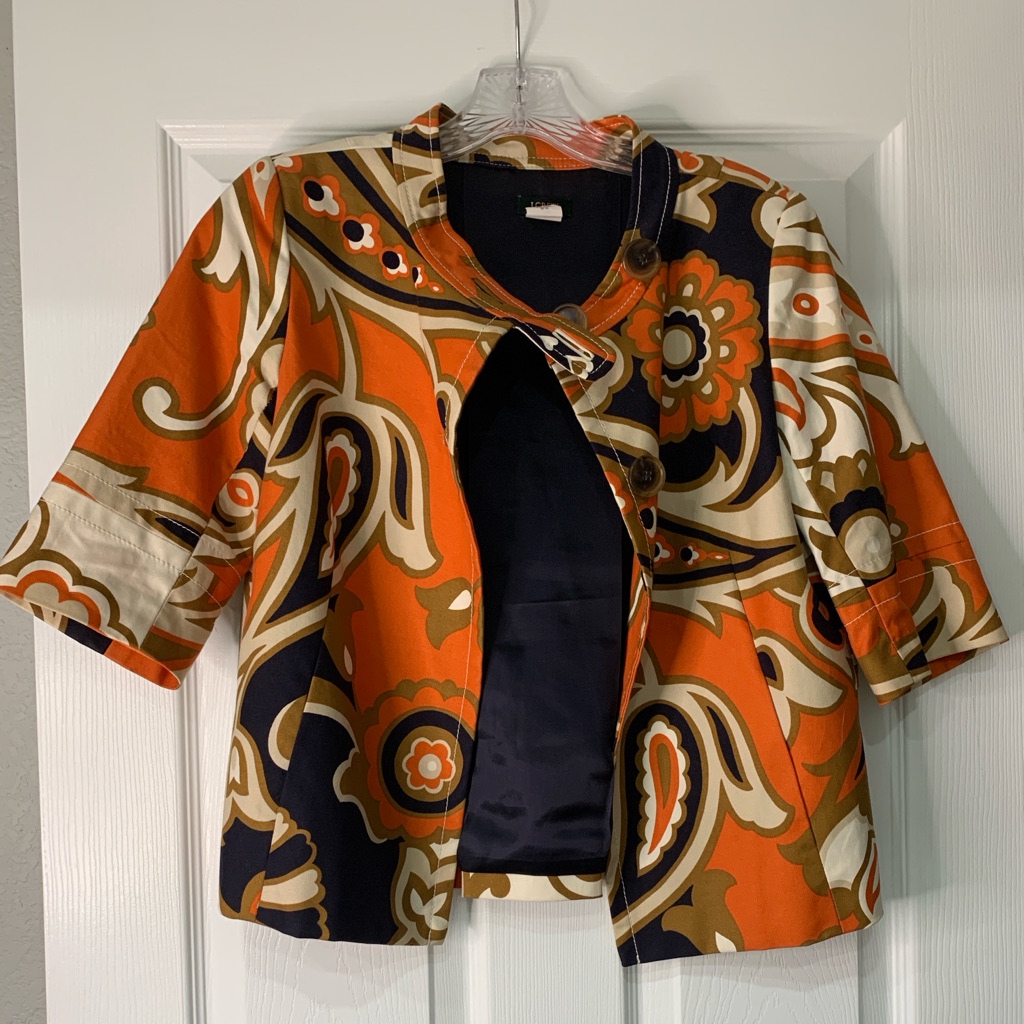 J. Crew Orange Floral Swing Jacket